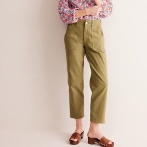 Boden Olive Green Utility Straight Leg Patch Pocket Pants US 12 UK 16